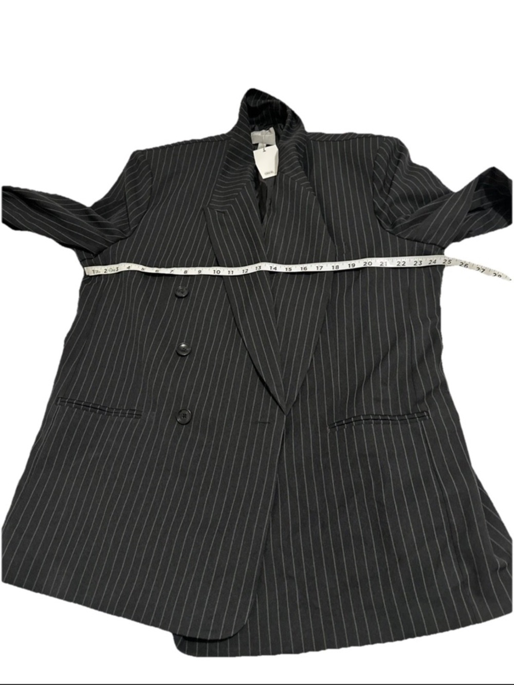 ASOS Black Pinstripe Double-Breasted Blazer Women size 14 new - Picture 4 of 6